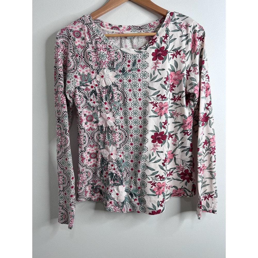 Sundance Floral Embroidered Long Sleeve Top Sz Small Boho Coquette Cottagecore